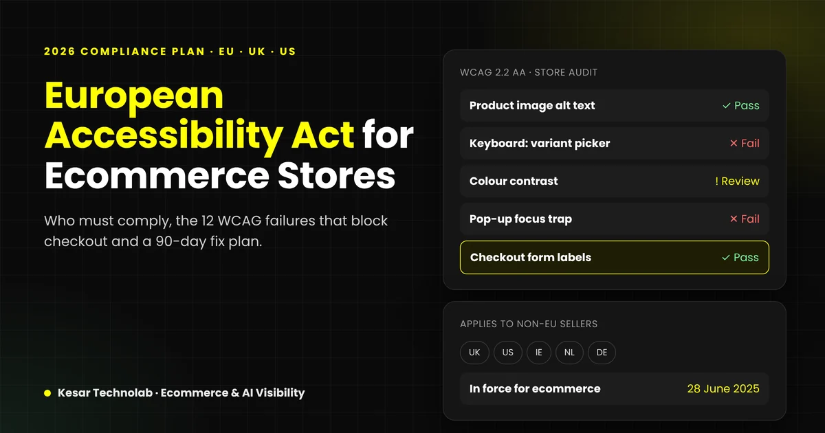 European Accessibility Act ecommerce compliance – WCAG 2.2 AA store audit checklist for UK, US and EU online stores