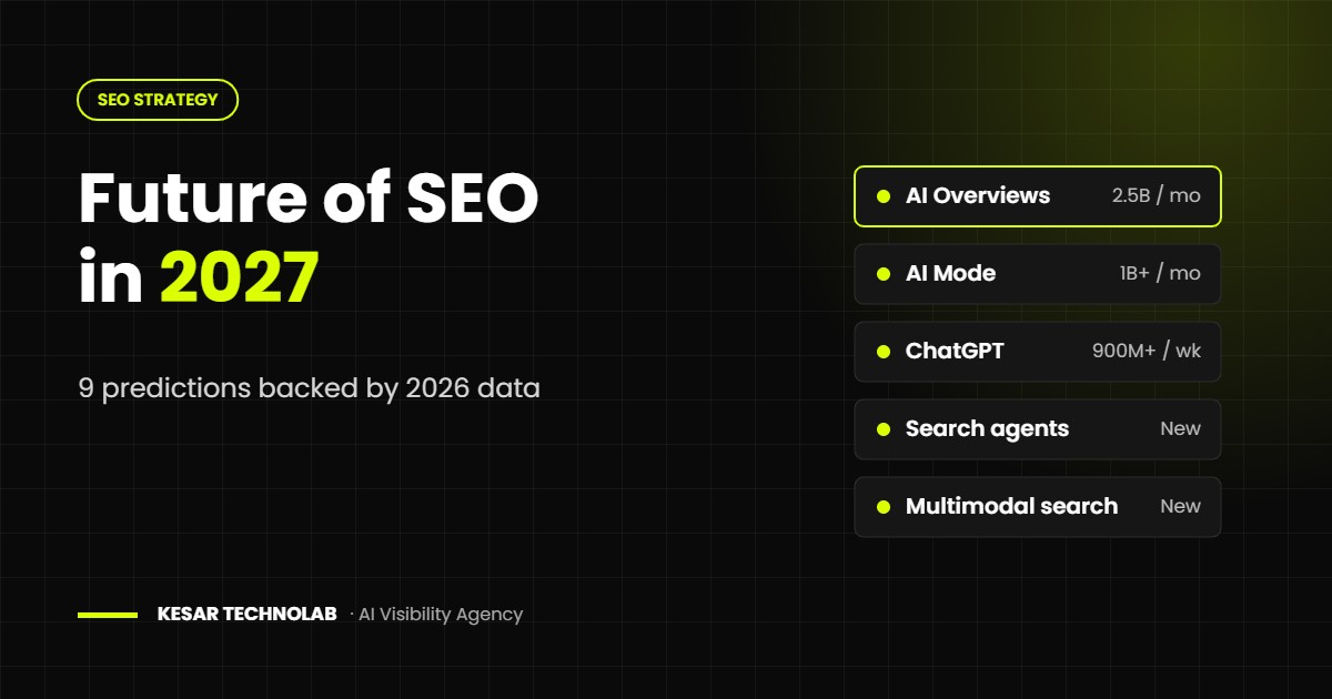 Future of SEO in 2027: AI Overviews, AI Mode, ChatGPT, search agents and multimodal search